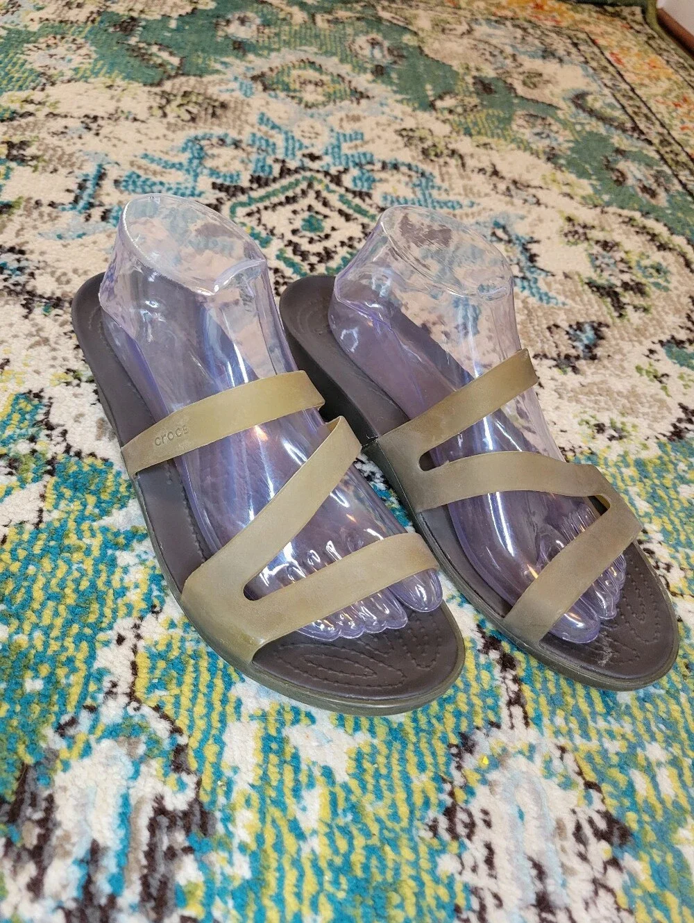 CROCS Carliana Strappy Comfortable Wedge Sandals, Size Womens 10